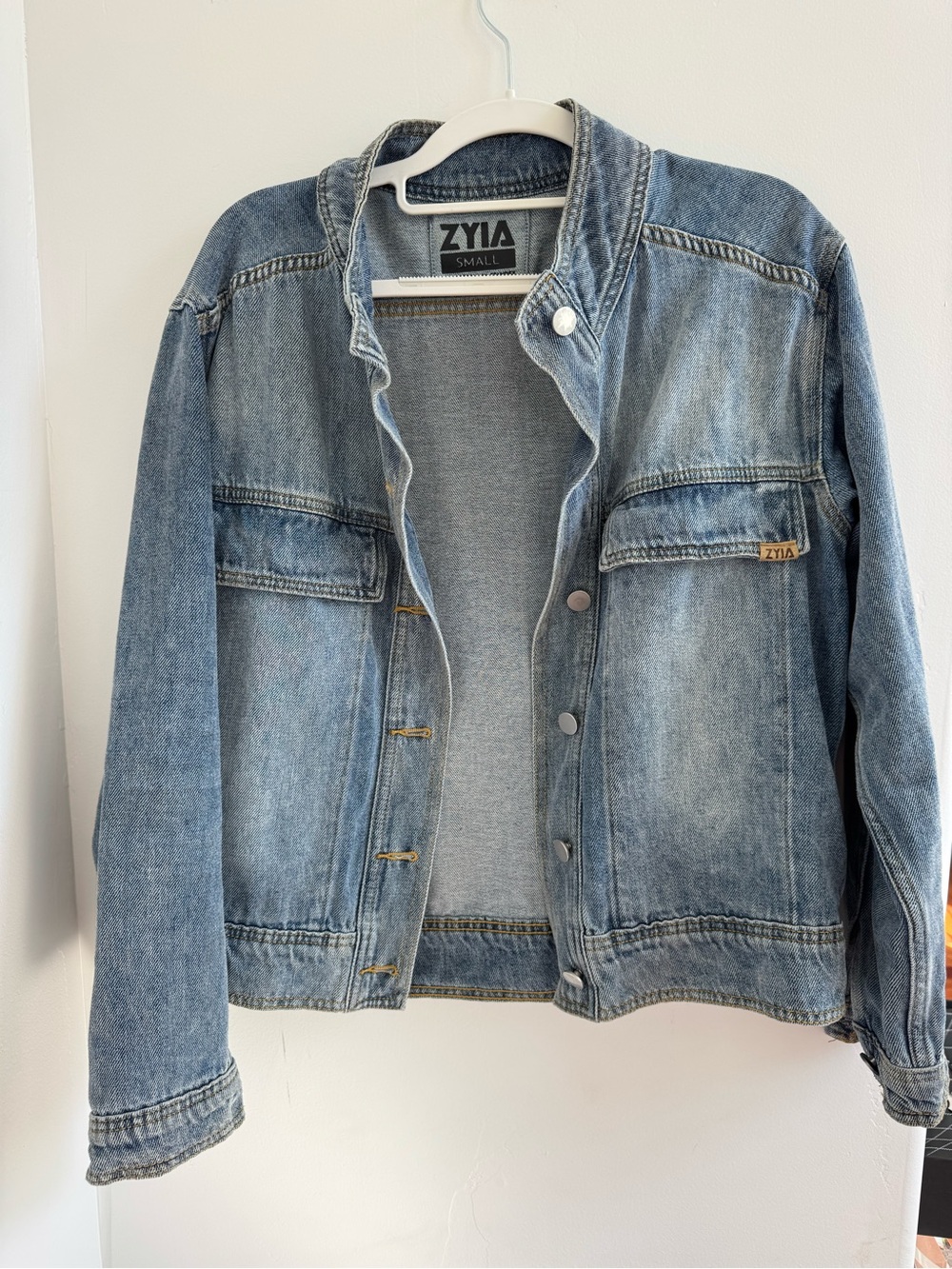 ZYIA Light Wash Denim Shirt Jacket - Light Blue